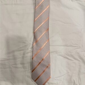 Elegant Gray and Orange Striped Tie